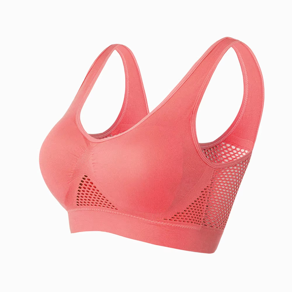 Breathable Sports Bra Top Fitness Women Brassiere Removable Padded Sport Bra Running Gym Seamless Push up Bras