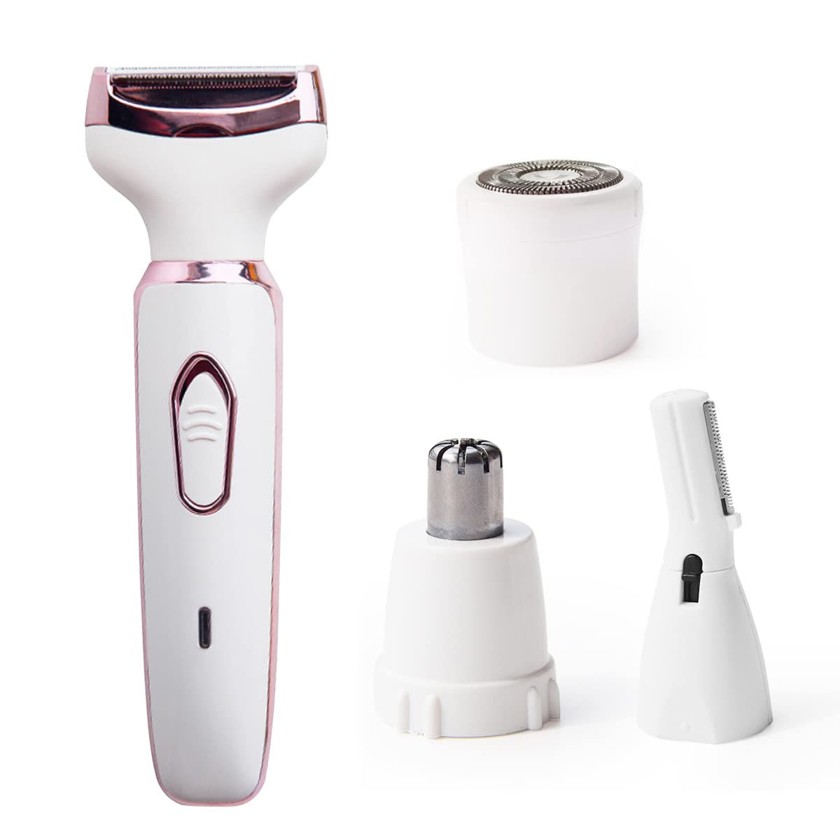 Rasoir électrique femme 4-en-1 – épilateur rechargeable USB, rasage visage, jambes, aisselles & maillot – usage humide et sec