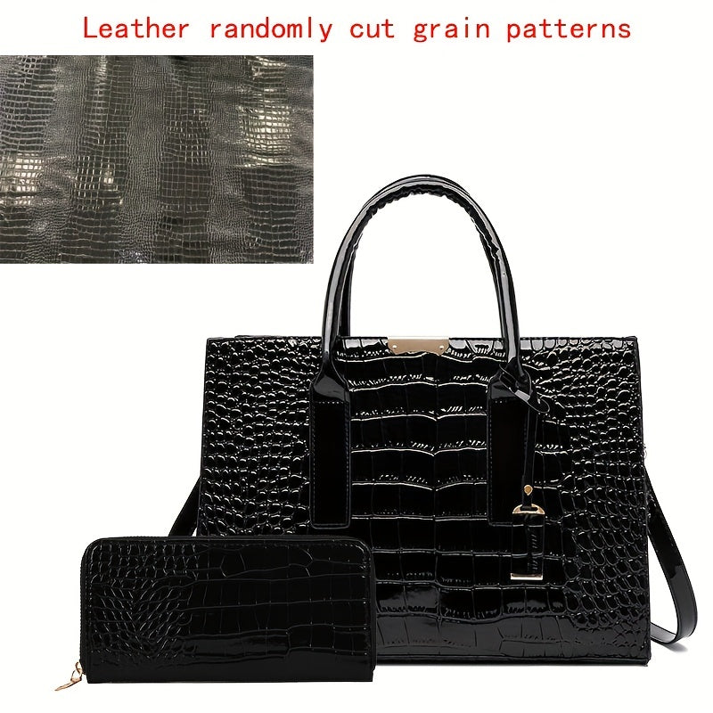Sac à main femme effet croco – sac bandoulière en cuir PU tendance, poignée supérieure élégante et design chic intemporel  ➡️ Mots-clés intégrés :