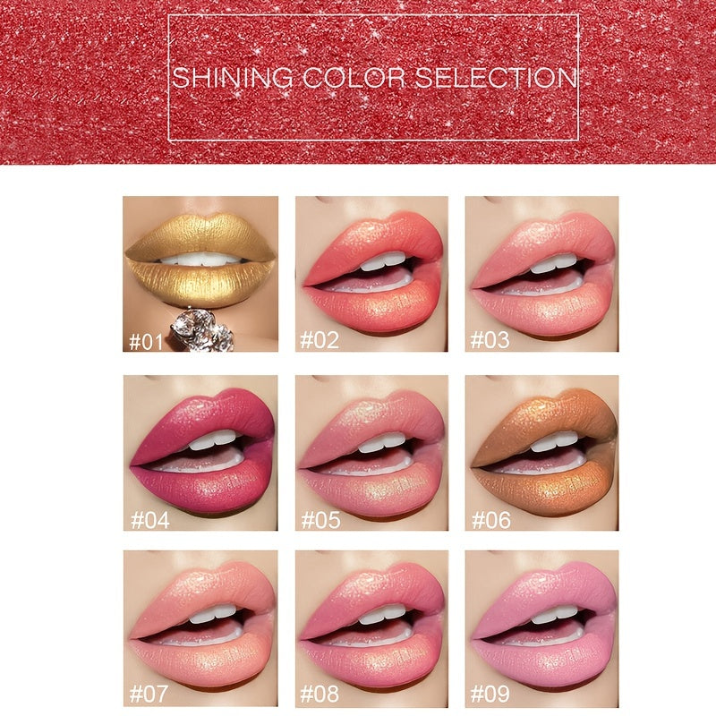 Rouge à lèvres sirène nacré – 9 teintes brillantes, effet métallique & changement de couleur, tenue longue et éclat glamour