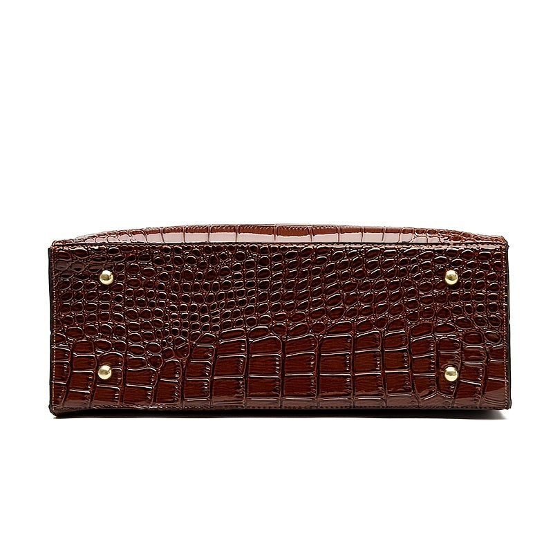 Sac à main femme effet croco – sac bandoulière en cuir PU tendance, poignée supérieure élégante et design chic intemporel  ➡️ Mots-clés intégrés :