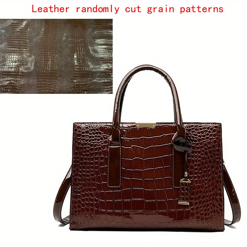 Sac à main femme effet croco – sac bandoulière en cuir PU tendance, poignée supérieure élégante et design chic intemporel  ➡️ Mots-clés intégrés :