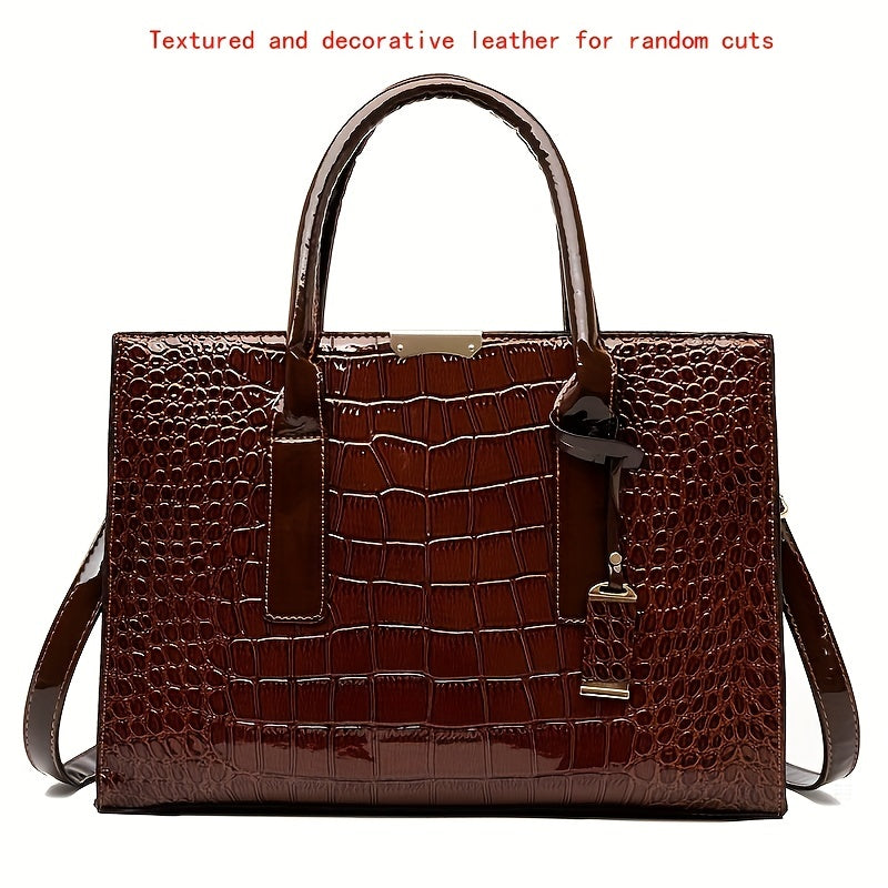 Sac à main femme effet croco – sac bandoulière en cuir PU tendance, poignée supérieure élégante et design chic intemporel  ➡️ Mots-clés intégrés :