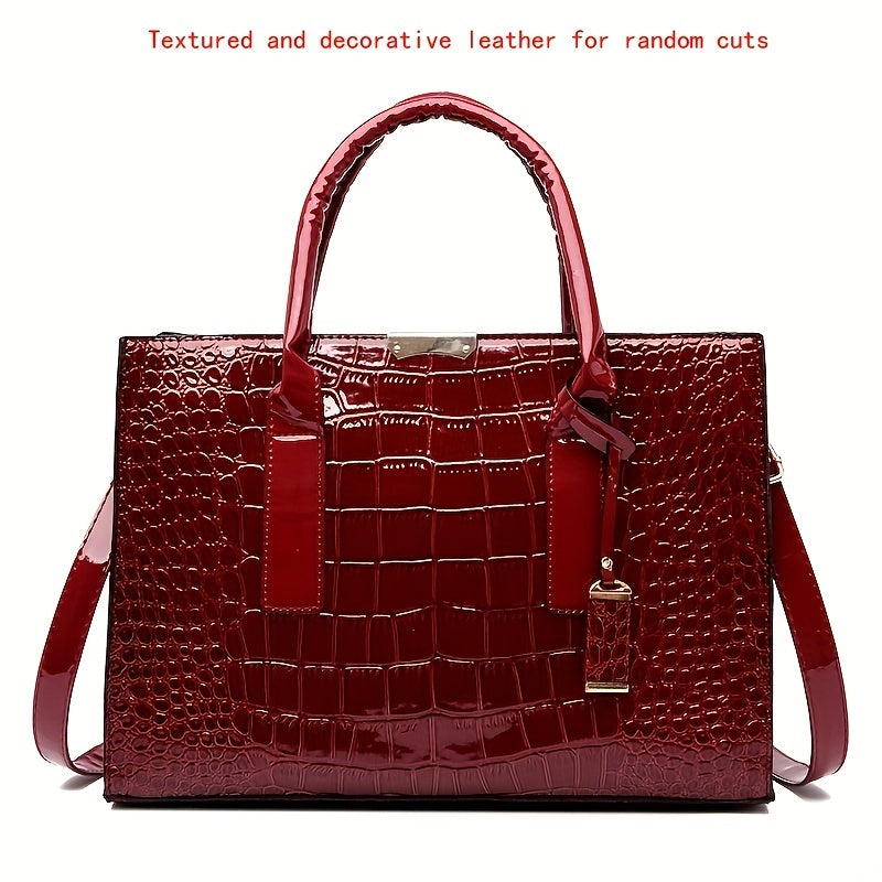 Sac à main femme effet croco – sac bandoulière en cuir PU tendance, poignée supérieure élégante et design chic intemporel  ➡️ Mots-clés intégrés :