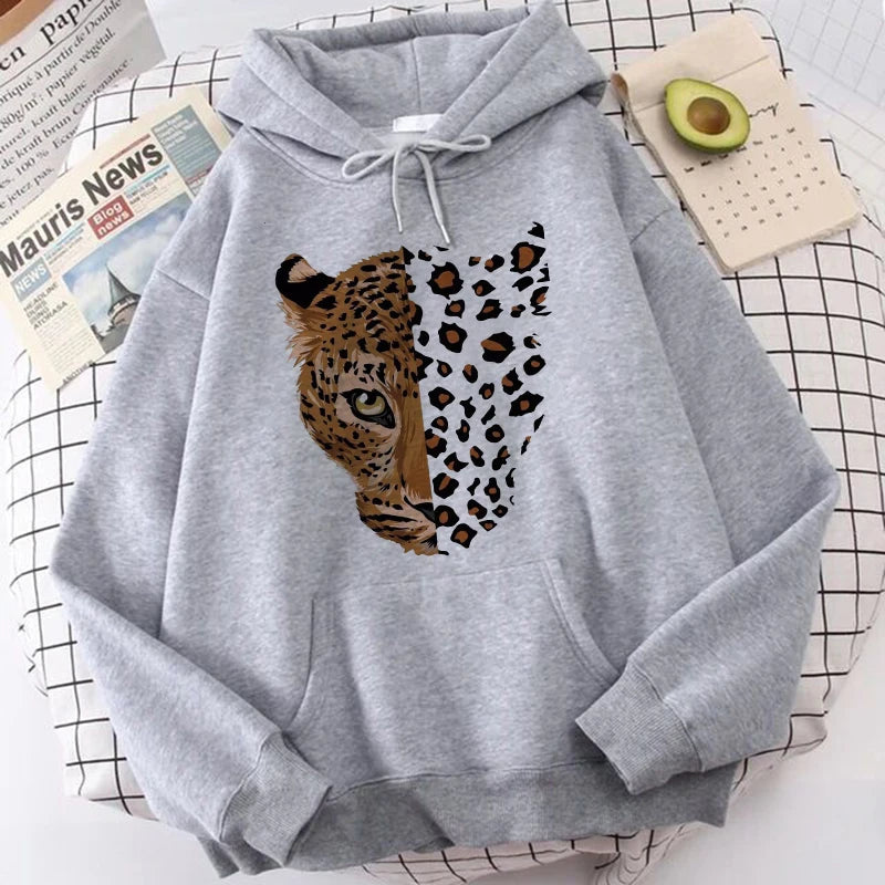 Sweat à capuche unisexe imprimé animal – motif léopard ou tigre, poche kangourou, chaud et stylé pour l’automne & l’hiver