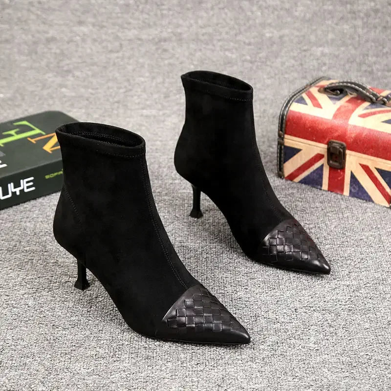 Bottes femme à talons hauts – bottines élastiques chic, talon fin, design ajusté, coupe slim & style moderne pour printemps / été