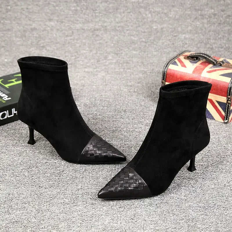 Bottes femme à talons hauts – bottines élastiques chic, talon fin, design ajusté, coupe slim & style moderne pour printemps / été