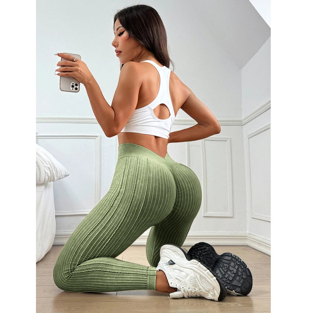 Legging de sport femme seamless – taille haute, effet push-up fessier, maintien sculptant, tissu respirant fitness & yoga