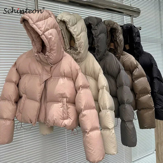 Doudoune Femme Oversize en Duvet de Canard – Chaude, Légère & Capuche Intégrée | Veste Hiver Casualt Thick Outwear 2024 New