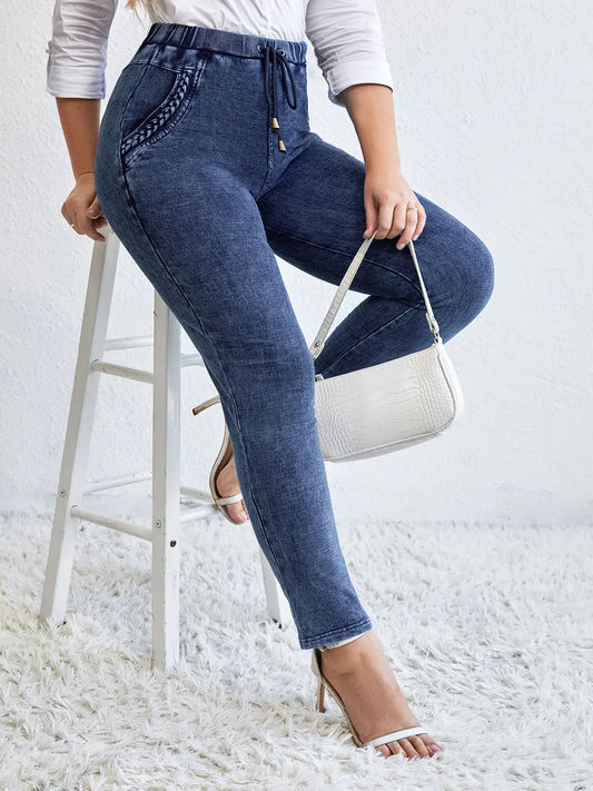 Pantalon femme grande taille – pantalon tricoté mode, coupe confortable et élégante pour printemps & automne