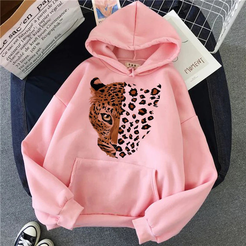 Sweat à capuche unisexe imprimé animal – motif léopard ou tigre, poche kangourou, chaud et stylé pour l’automne & l’hiver