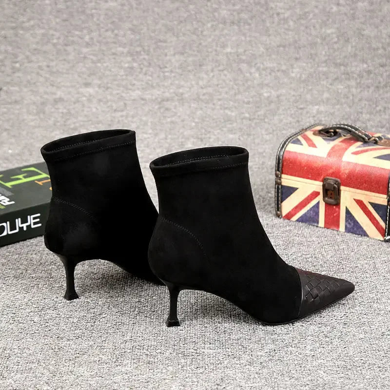 Bottes femme à talons hauts – bottines élastiques chic, talon fin, design ajusté, coupe slim & style moderne pour printemps / été