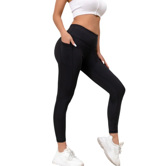Legging de sport femme 3/4 – taille haute, extensible, push-up, idéal pour fitness, yoga, entraînement & style “shark” tendance