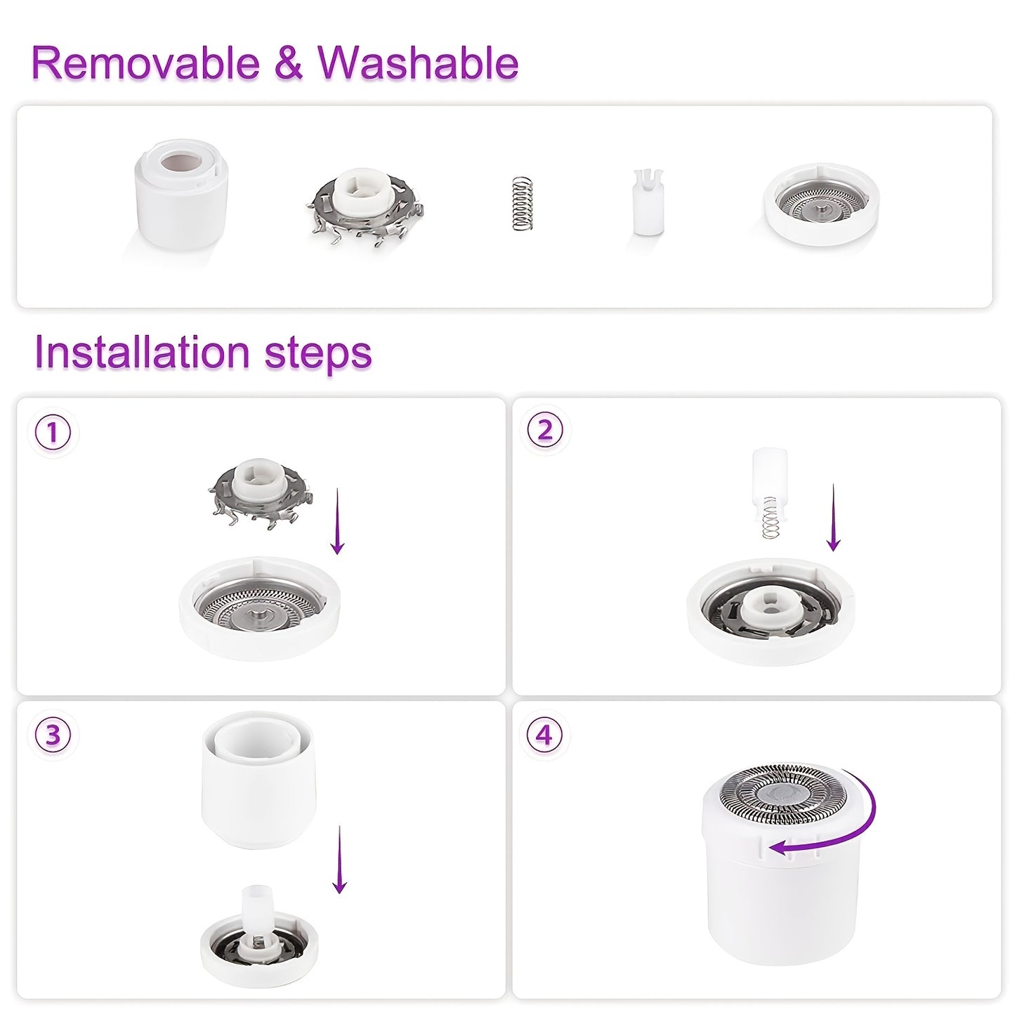 Rasoir électrique femme 4-en-1 – épilateur rechargeable USB, rasage visage, jambes, aisselles & maillot – usage humide et sec