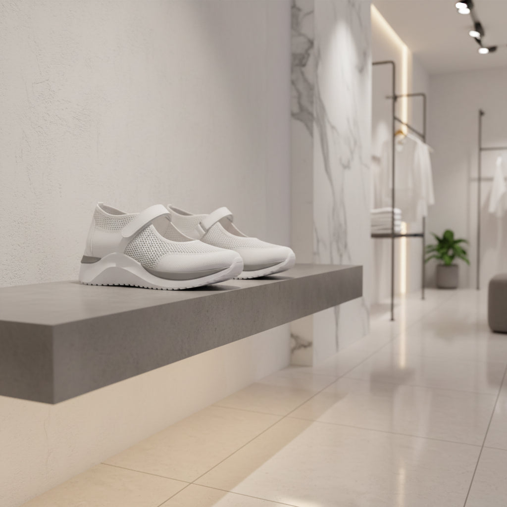 Baskets femme à semelle épaisse, chaussures tricotées à bout rond offrant confort et style casual au quotidien.