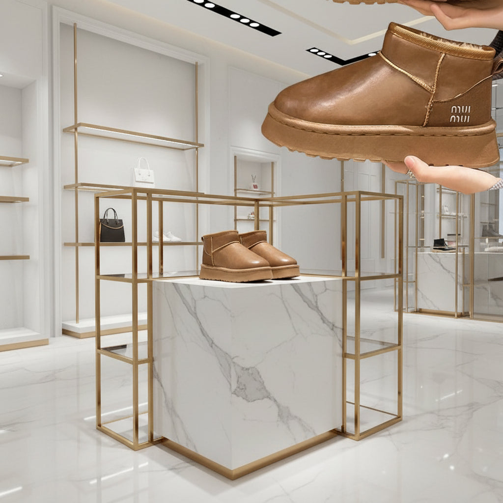 Vue de face des bottes d’hiver femme confortables, design élégant avec talon moyen.