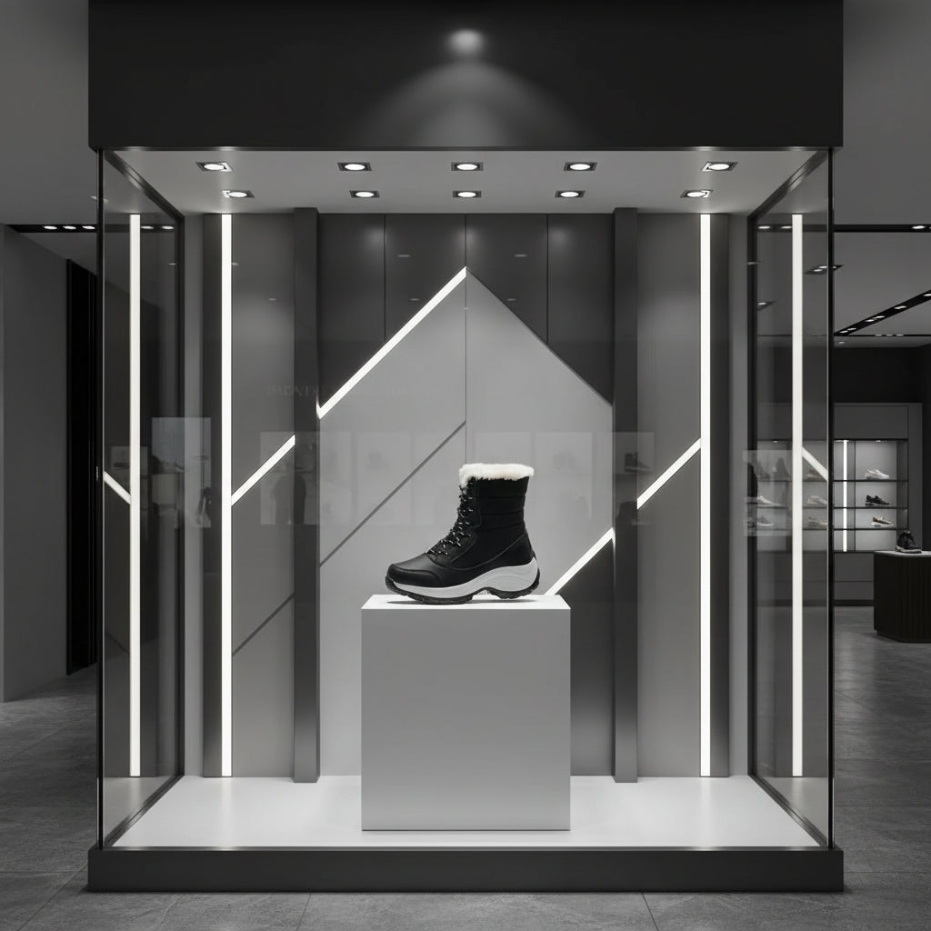 Vue de face des bottes d’hiver femme montantes, modèle chaud et confortable.