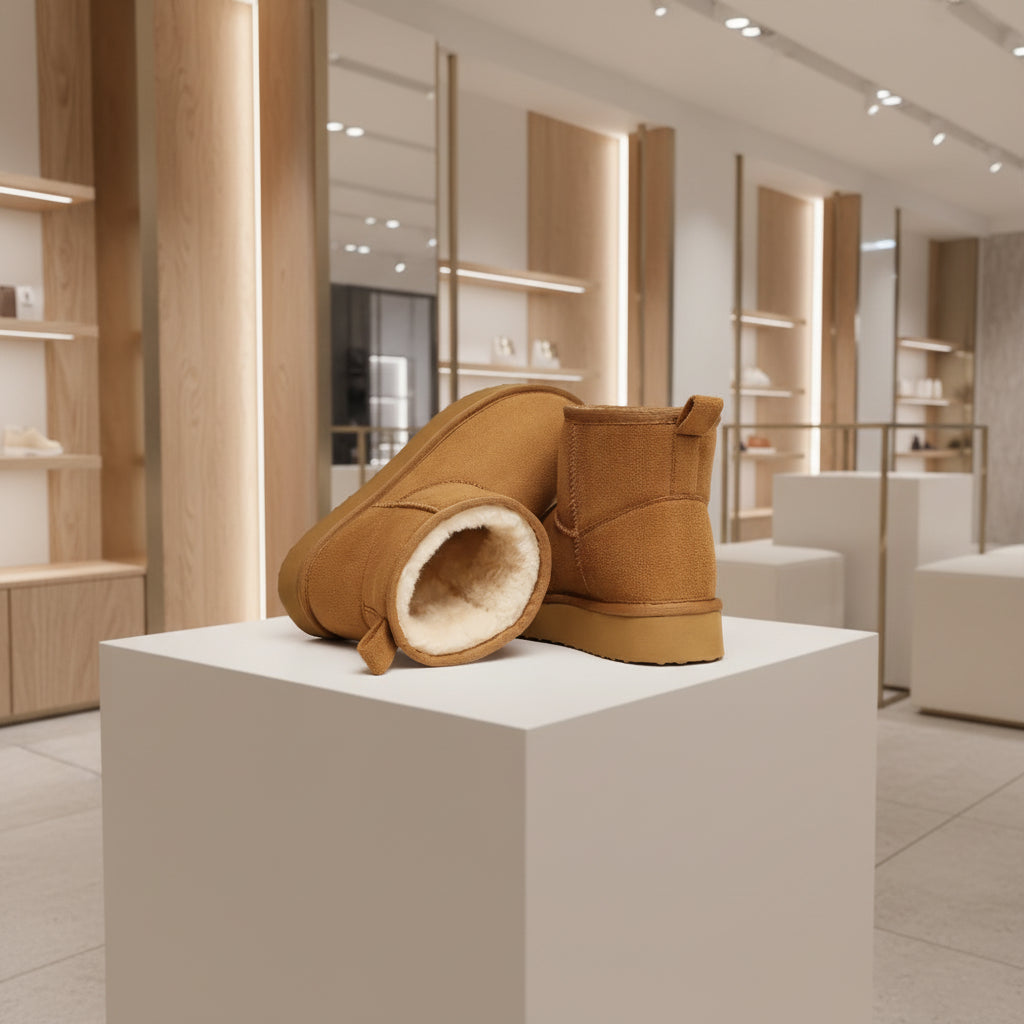 Vue de dos des bottines d’hiver femme, modèle snow boots confortable et isolant.