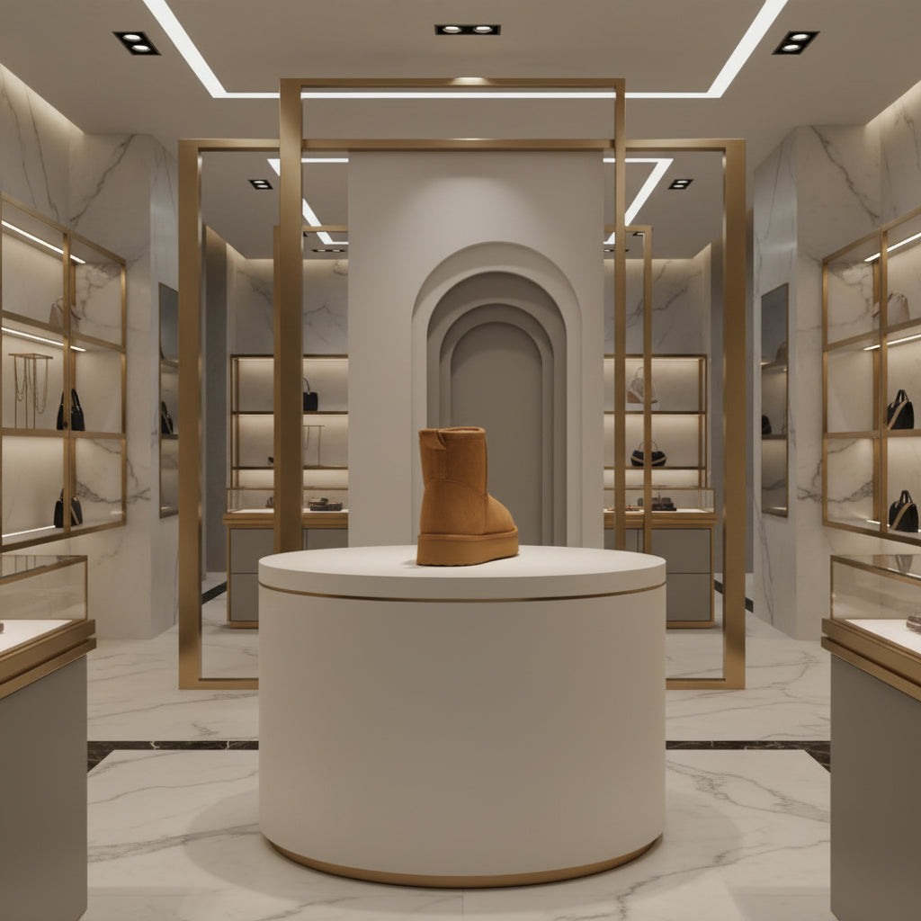 Vue de dos des bottines d’hiver femme, modèle snow boots confortable et isolant.BRUN