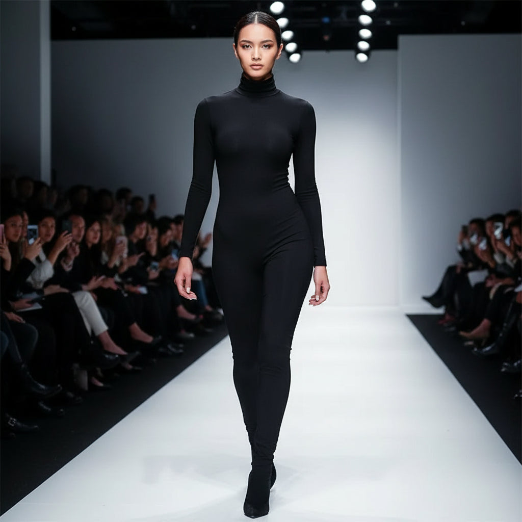 combinaison skinny femme manches longues, tenue confortable pour automne et hiver