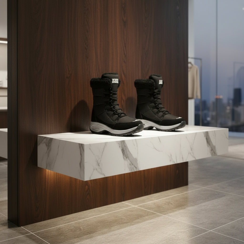 Cuissardes d’hiver femme avec plateforme chaude, imperméable et fourrée, bottes thigh high antidérapantes et confortables.