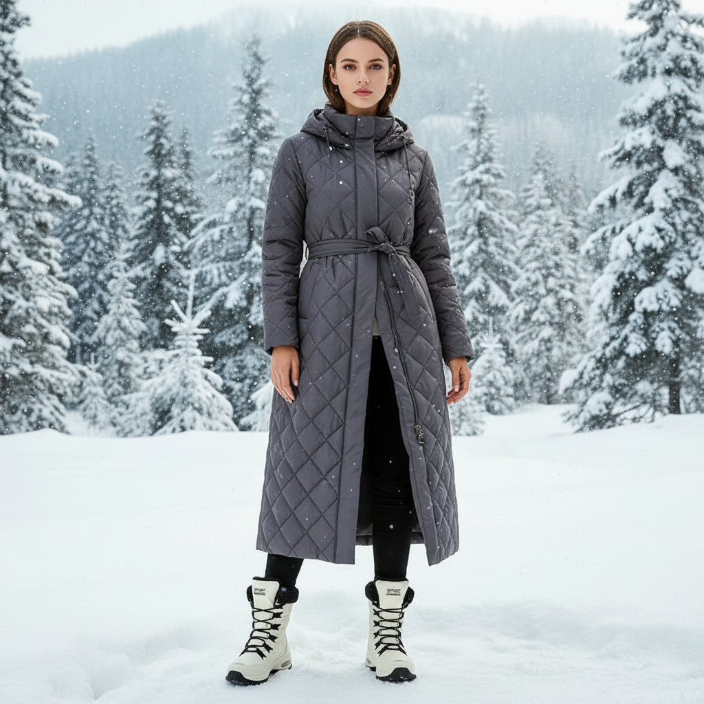 Vue de face des cuissardes d’hiver femme thigh high, plateforme chaude et design imperméable.Blanc1