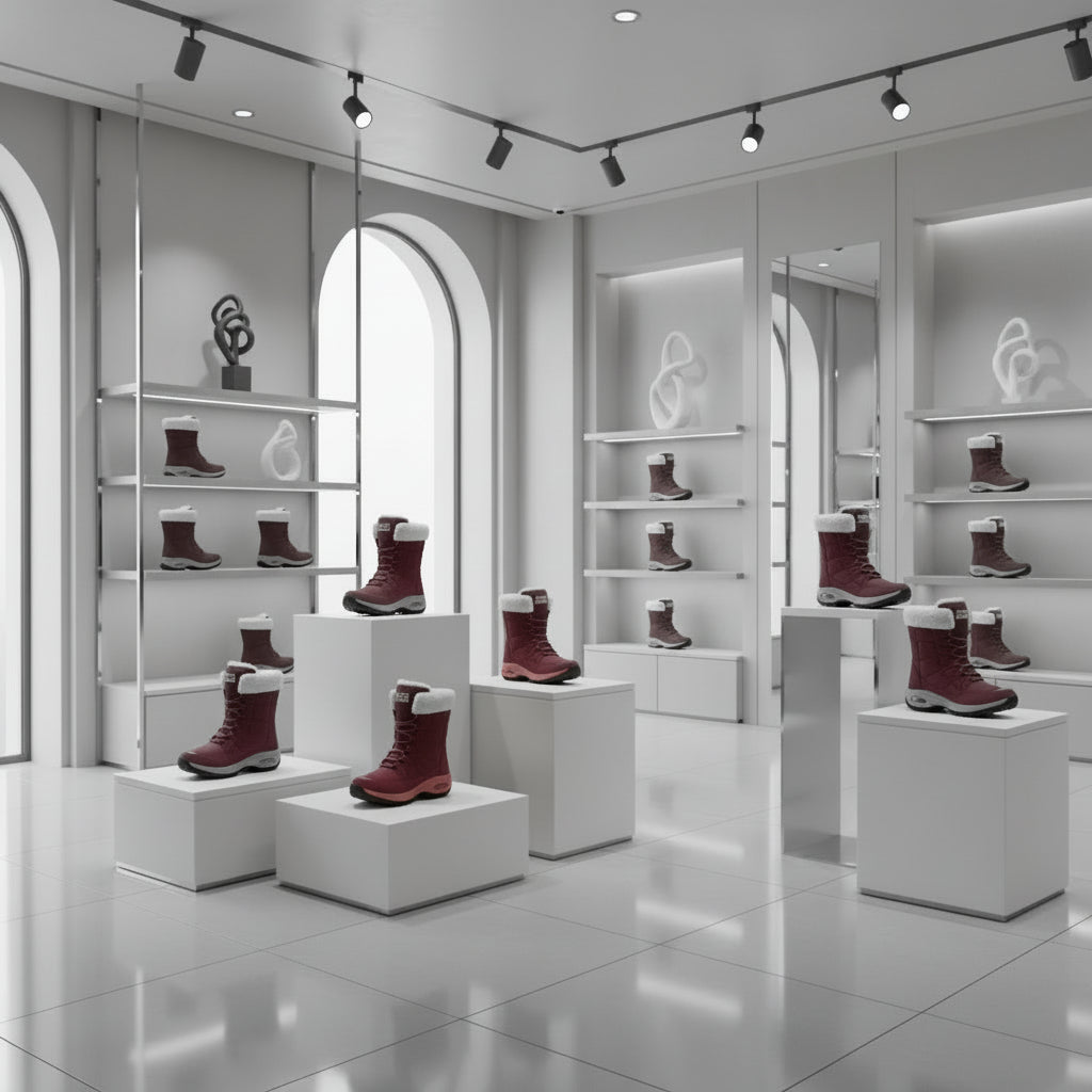 Vue de face des cuissardes d’hiver femme thigh high, plateforme chaude et design imperméable.Rouge 1
