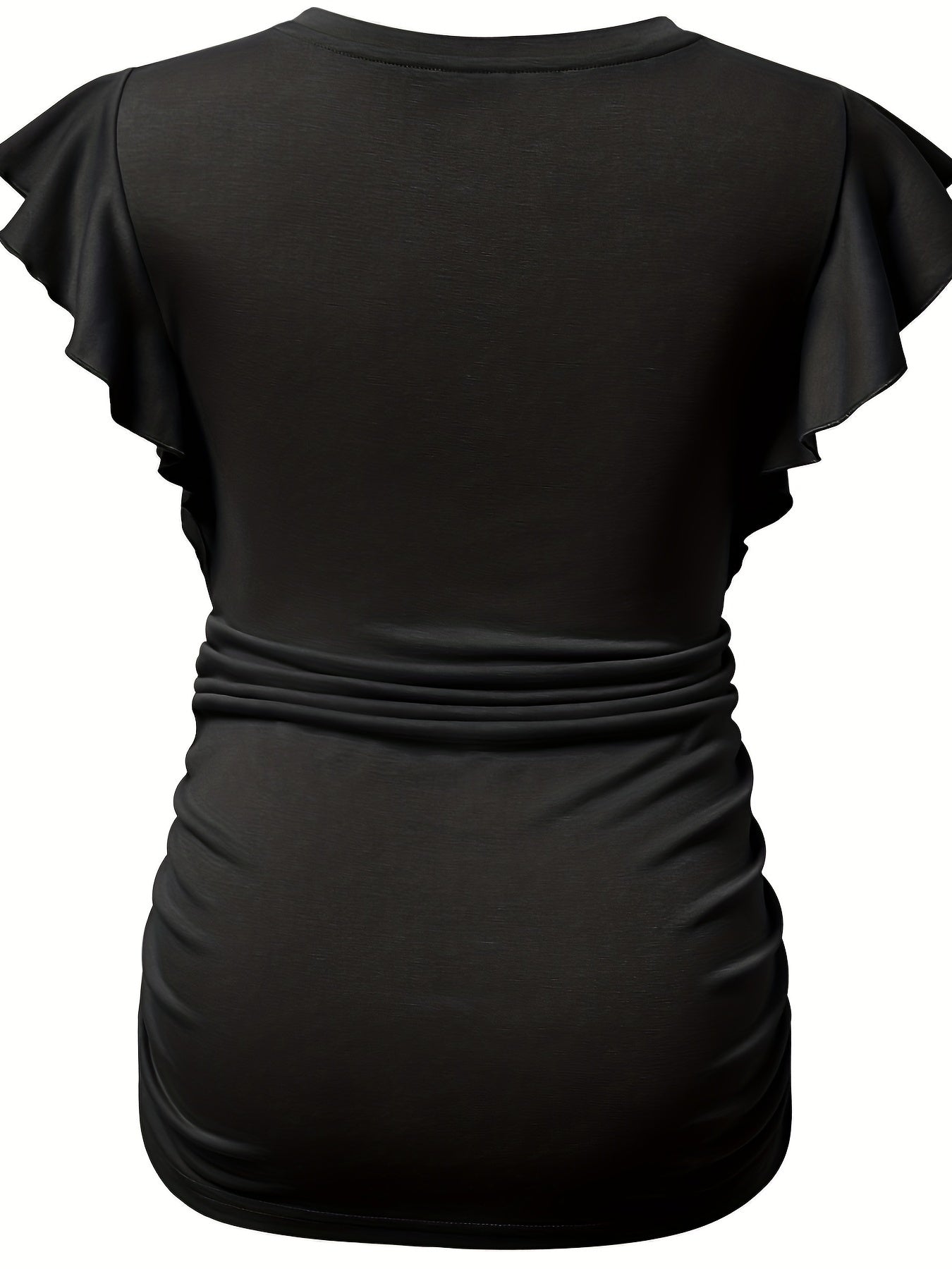 T-shirt de maternité femme – col V, coupe ajustée et volants élégants, haut d’été confortable et décontracté