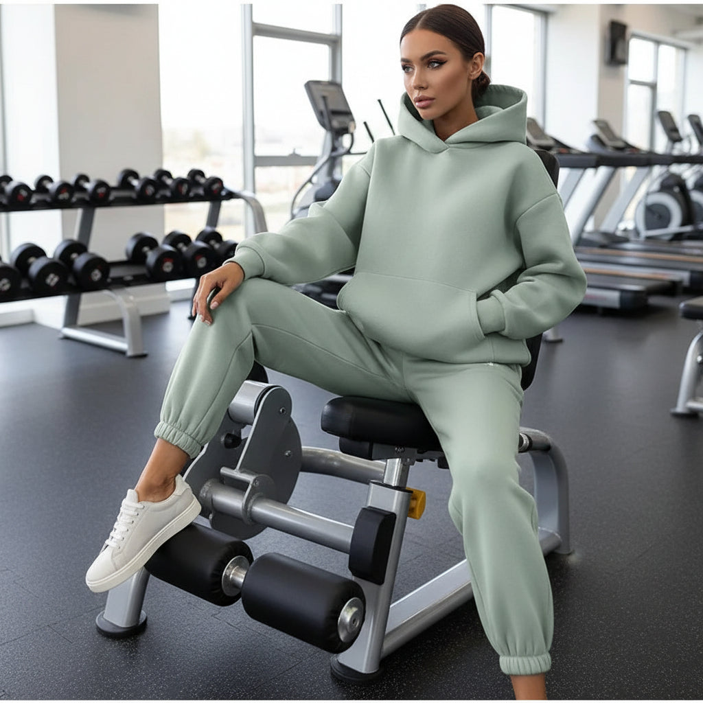 Ensemble de survêtement deux pièces pour femme, style sportif chic offrant un confort absolu au quotidien.vert claire
