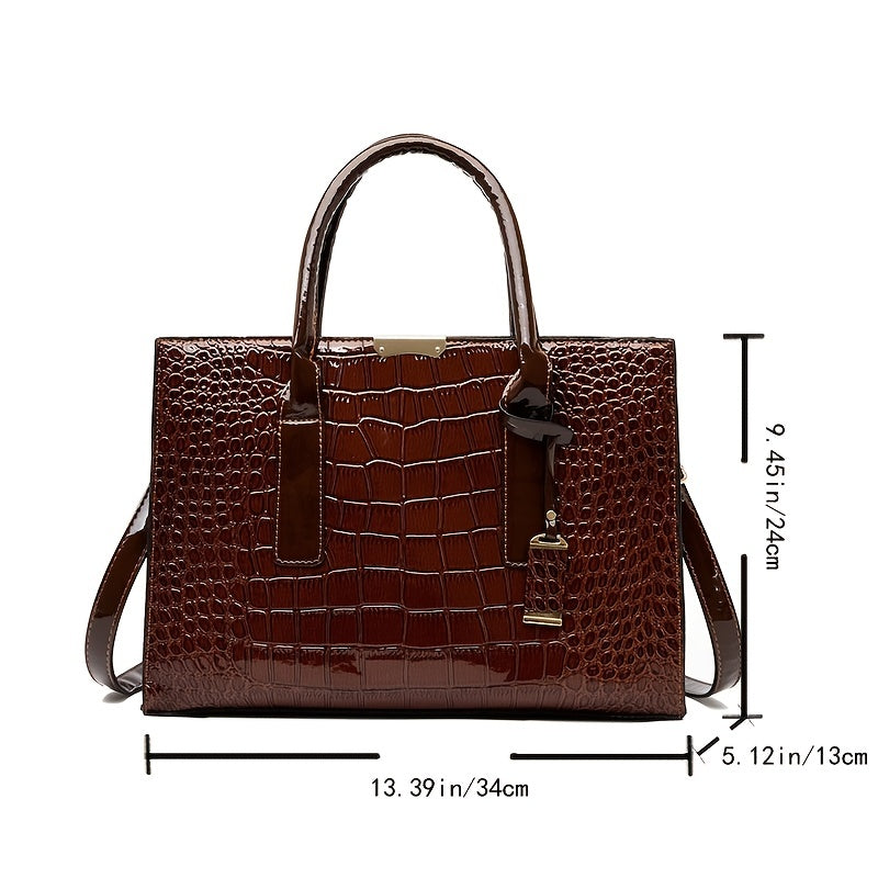 Sac à main femme effet croco – sac bandoulière en cuir PU tendance, poignée supérieure élégante et design chic intemporel  ➡️ Mots-clés intégrés :