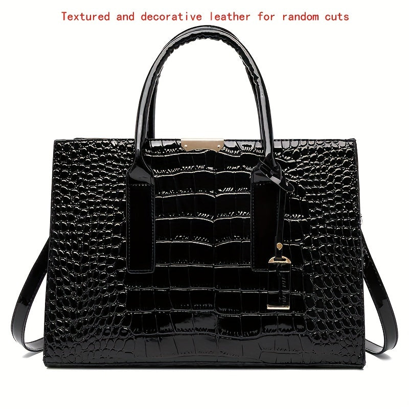 Sac à main femme effet croco – sac bandoulière en cuir PU tendance, poignée supérieure élégante et design chic intemporel  ➡️ Mots-clés intégrés :