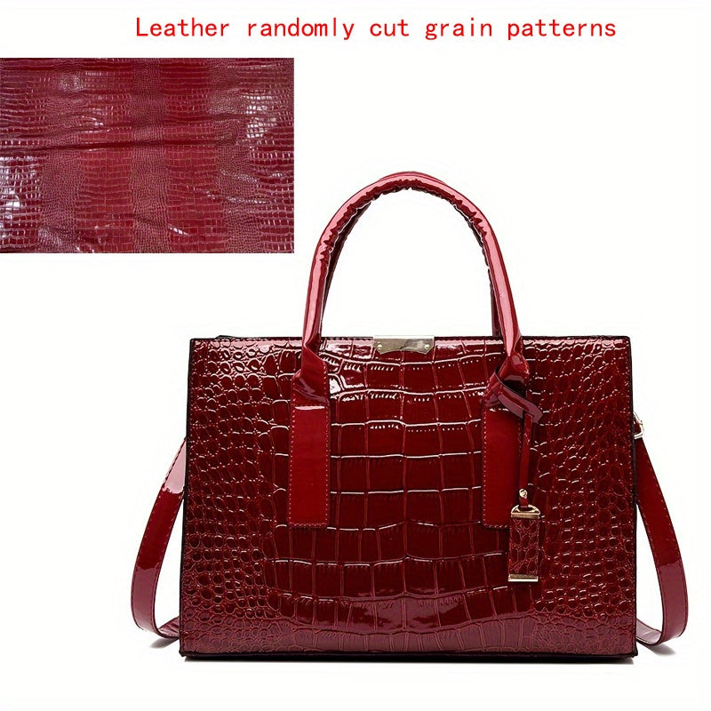 Sac à main femme effet croco – sac bandoulière en cuir PU tendance, poignée supérieure élégante et design chic intemporel  ➡️ Mots-clés intégrés :